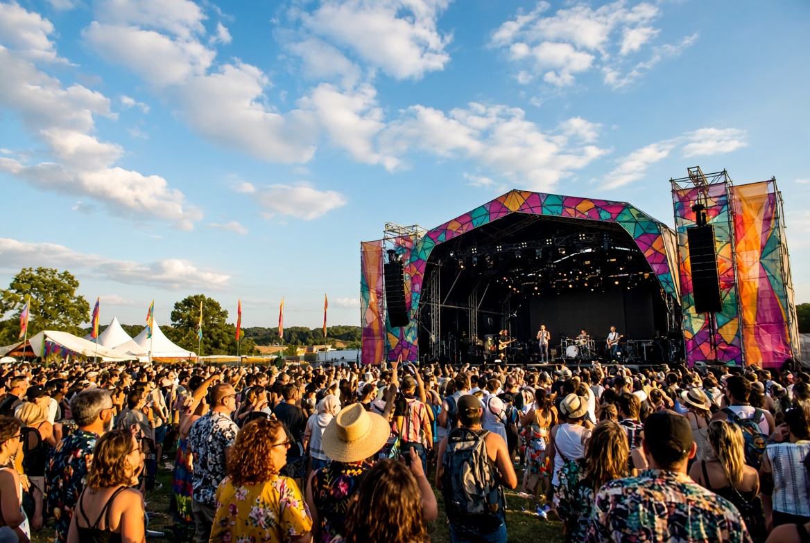 Festival crowd and stage
